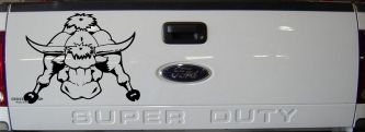 Mean Bad Bull Western Farm Ranch Car or Truck Window Decal Sticker (Matte Black)