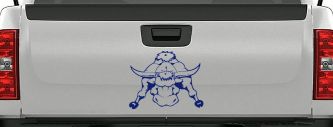 Mean Bad Bull Western Farm Ranch Car or Truck Window Decal Sticker (Navy)