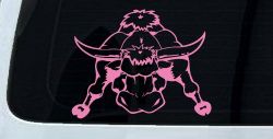 Mean Bad Bull Western Farm Ranch Car or Truck Window Decal Sticker (Pink)