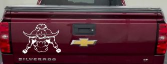Mean Bad Bull Western Farm Ranch Car or Truck Window Decal Sticker (White)