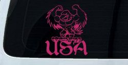 USA Muscle Bald Eagle Military Car or Truck Window Decal Sticker (Hot Pink)