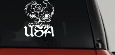 USA Muscle Bald Eagle Vinyl Decal for Car Truck Window Patriotic Sticker