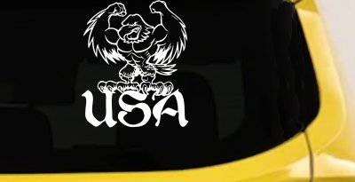 USA Muscle Bald Eagle Vinyl Decal for Car Truck Window Patriotic Sticker