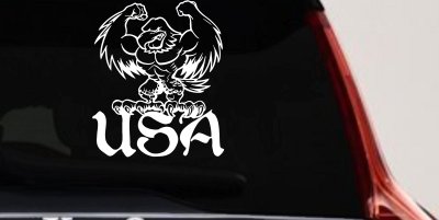 USA Muscle Bald Eagle Vinyl Decal for Car Truck Window Patriotic Sticker