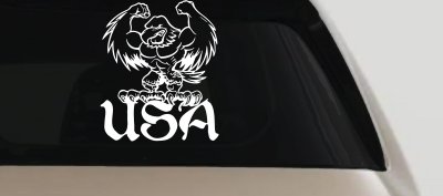 USA Muscle Bald Eagle Vinyl Decal for Car Truck Window Patriotic Sticker