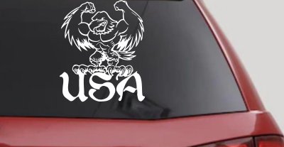 USA Muscle Bald Eagle Vinyl Decal for Car Truck Window Patriotic Sticker