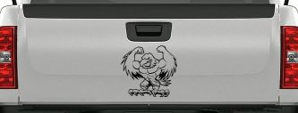 Muscular Bald Eagle Car or Truck Window Decal Sticker (Black)