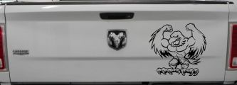 Muscular Bald Eagle Car or Truck Window Decal Sticker (Black)