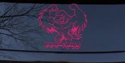 Muscular Bald Eagle Car or Truck Window Decal Sticker (Hot Pink)