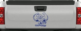 Muscular Bald Eagle Car or Truck Window Decal Sticker (Navy)