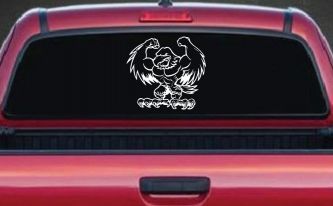 Muscular Bald Eagle Car or Truck Window Decal Sticker