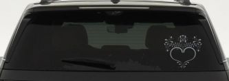 Heart with Flower Vines Car or Truck Window Decal Sticker (Telegrey)