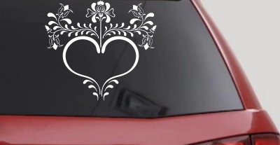 Sweet Heart Flower Vine Decal Vehicle Window Sticker Decor