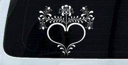 Heart with Flower Vines Car or Truck Window Decal Sticker