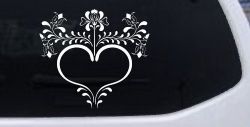 Heart with Flower Vines Car or Truck Window Decal Sticker