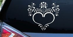 Heart with Flower Vines Car or Truck Window Decal Sticker