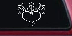 Heart with Flower Vines Car or Truck Window Decal Sticker