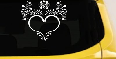 Sweet Heart Flower Vine Decal Vehicle Window Sticker Decor