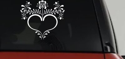 Sweet Heart Flower Vine Decal Vehicle Window Sticker Decor