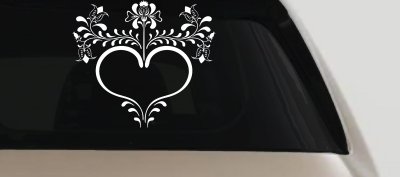 Sweet Heart Flower Vine Decal Vehicle Window Sticker Decor