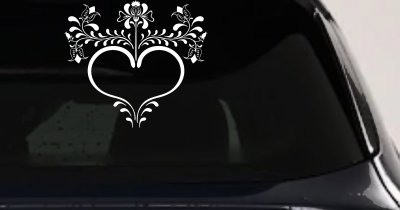 Sweet Heart Flower Vine Decal Vehicle Window Sticker Decor