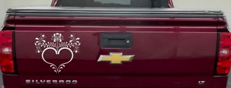 Heart with Flower Vines Car or Truck Window Decal Sticker (White)