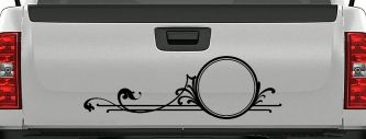 Circle Vine Accents Car or Truck Window Decal Sticker (Black)