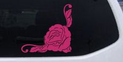 Rose Inside Corner Flowers And Vines Car or Truck Window Decal Sticker (Hot Pink)