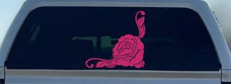 Rose Inside Corner Flowers And Vines Car or Truck Window Decal Sticker (Hot Pink)