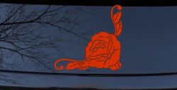 Rose Inside Corner Flowers And Vines Car or Truck Window Decal Sticker (Orange Red)