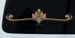 Wide Ornamental Accent Car or Truck Window Decal Sticker (Light Brown)