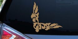 Inside Corner Vine Accent Car or Truck Window Decal Sticker (Light Brown)