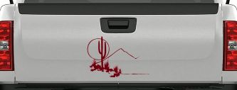 Western Desert Cactus Moon Scene Car or Truck Window Decal Sticker (Burgundy)