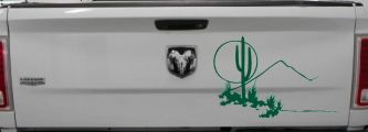 Western Desert Cactus Moon Scene Car or Truck Window Decal Sticker (Dark Green)