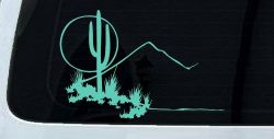 Western Desert Cactus Moon Scene Car or Truck Window Decal Sticker (Mint)
