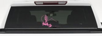 Western Desert Cactus Moon Scene Car or Truck Window Decal Sticker (Pink)