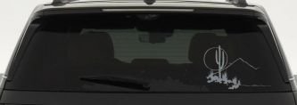 Western Desert Cactus Moon Scene Car or Truck Window Decal Sticker (Telegrey)