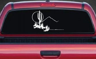 Western Desert Cactus Moon Scene Car or Truck Window Decal Sticker