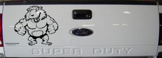 Muscular Beaver Car or Truck Window Decal Sticker (Black)