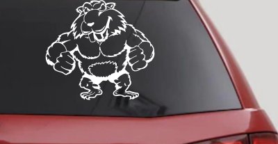Muscular Beaver Car Truck Window Vinyl Decal Sticker Funny Animal Auto Graphic