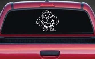 Muscular Beaver Car or Truck Window Decal Sticker