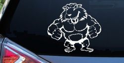 Muscular Beaver Car or Truck Window Decal Sticker