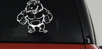 Muscular Beaver Car Truck Window Vinyl Decal Sticker Funny Animal Auto Graphic (White)