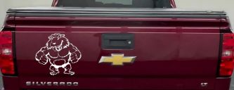 Muscular Beaver Car or Truck Window Decal Sticker (White)
