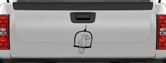 Cute Bird On Swing Car or Truck Window Decal Sticker (Black)