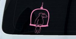 Cute Bird On Swing Car or Truck Window Decal Sticker (Pink)