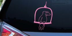 Cute Bird On Swing Car or Truck Window Decal Sticker (Pink)