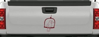 Cute Bird On Swing Car or Truck Window Decal Sticker (Purple Red)