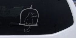 Cute Bird On Swing Car or Truck Window Decal Sticker (Silver)