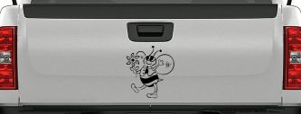 Cute Honey Bee with Flower Car or Truck Window Decal Sticker (Black)